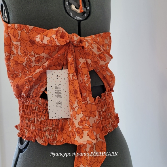 Sienna SkyNEWcrop top Sienna Sky  adjustable elasticized smocking blouse NWTtags - Picture 3 of 12